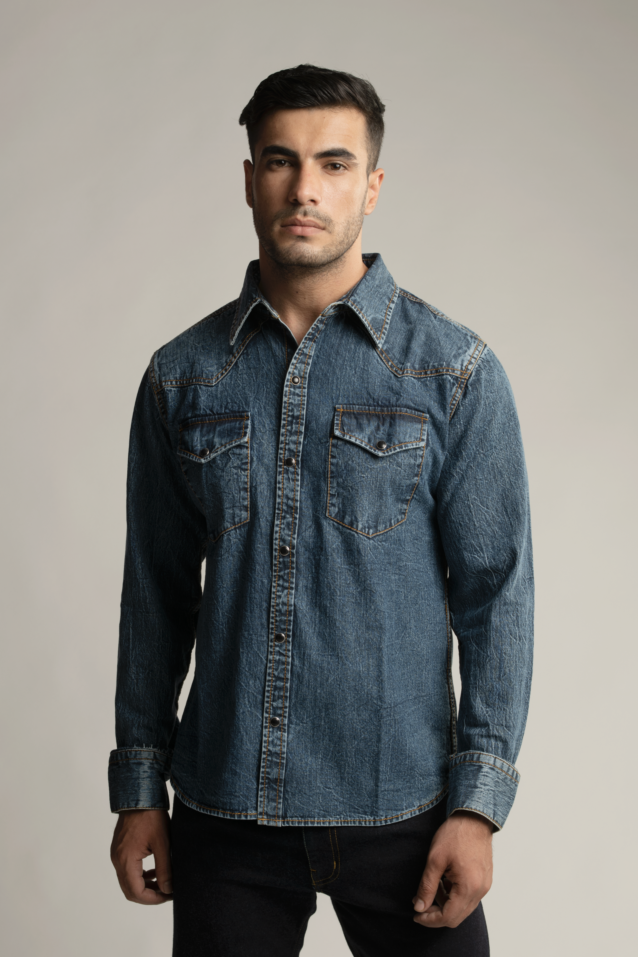 SNITCH Pentagon Dark Blue Denim Shirt Pure Cotton Slim Fit Shirt|Anti-Dust|Coin  Pocket |Two Patch Pocket |Comfort Stretch : Amazon.in: Clothing &  Accessories